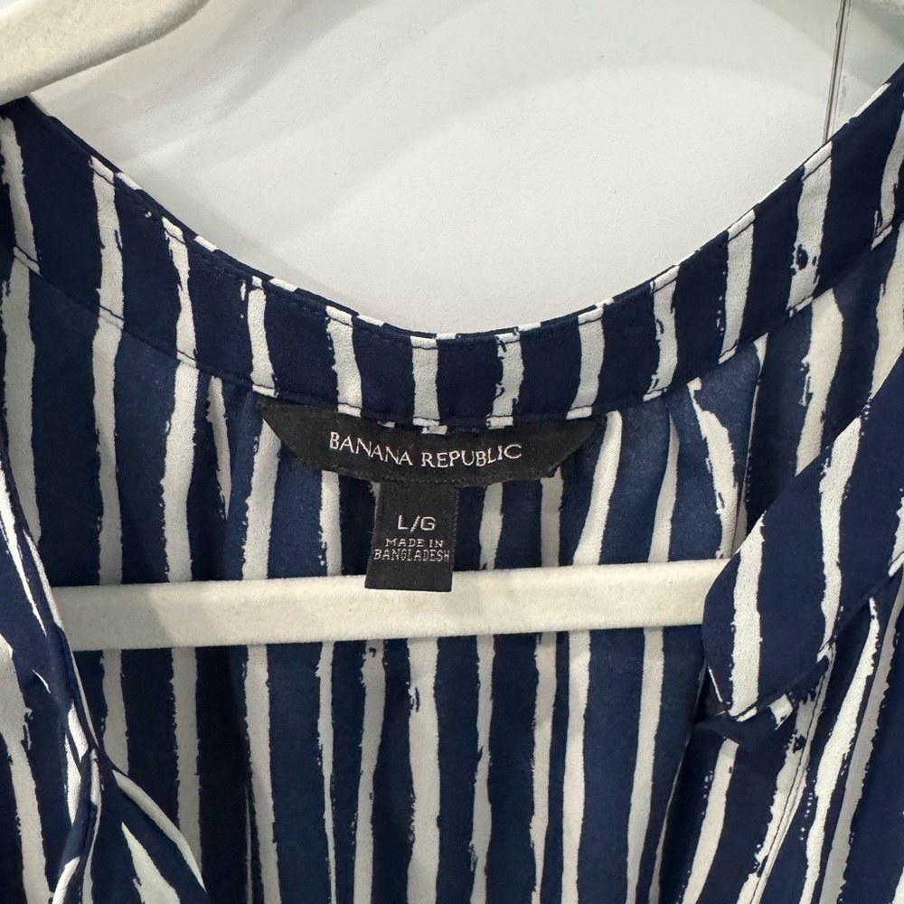 Navy and White Striped Women's Top - Picture 2 of 3